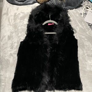 Black Real  Fur Vest,